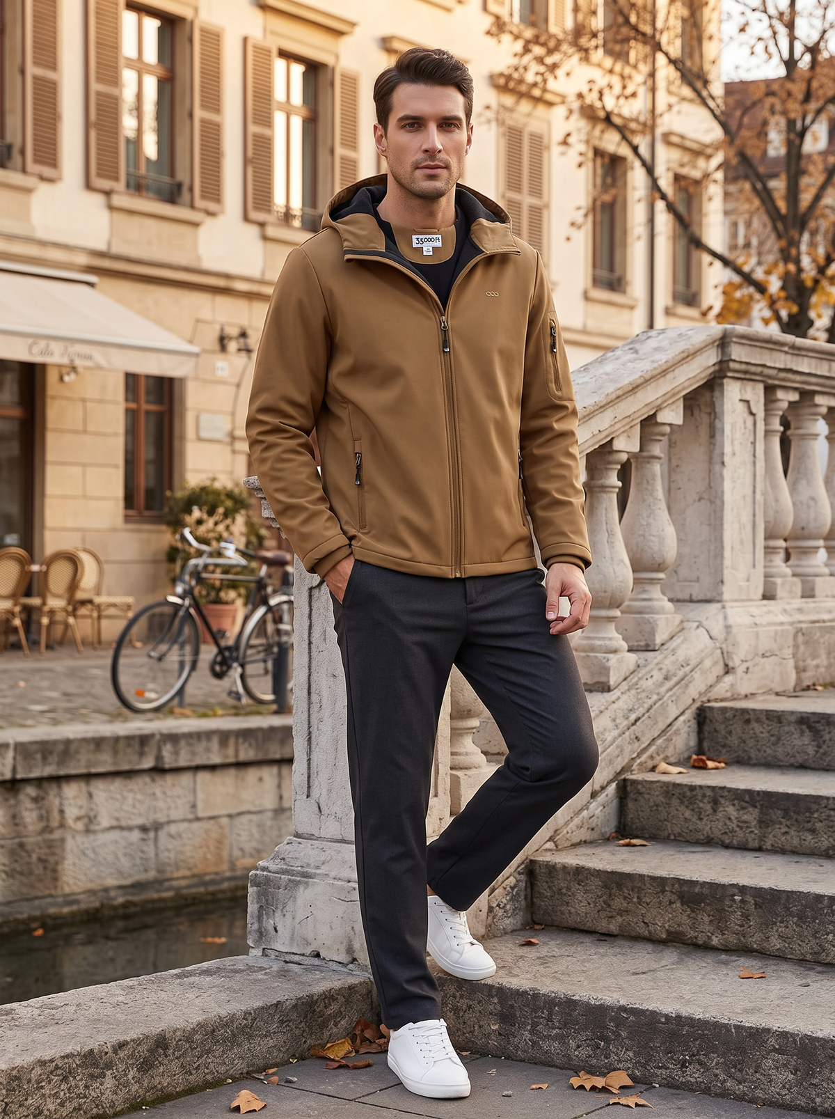 Chaqueta técnica Leandro para Hombre – Suave, Forro polar interior y Con capucha
