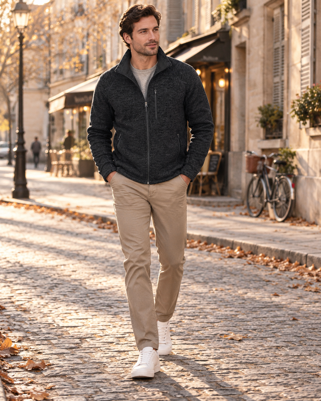 Chaqueta Leo para Hombre – Cremallera completa, Cuello mao y Bolsillos con cremallera