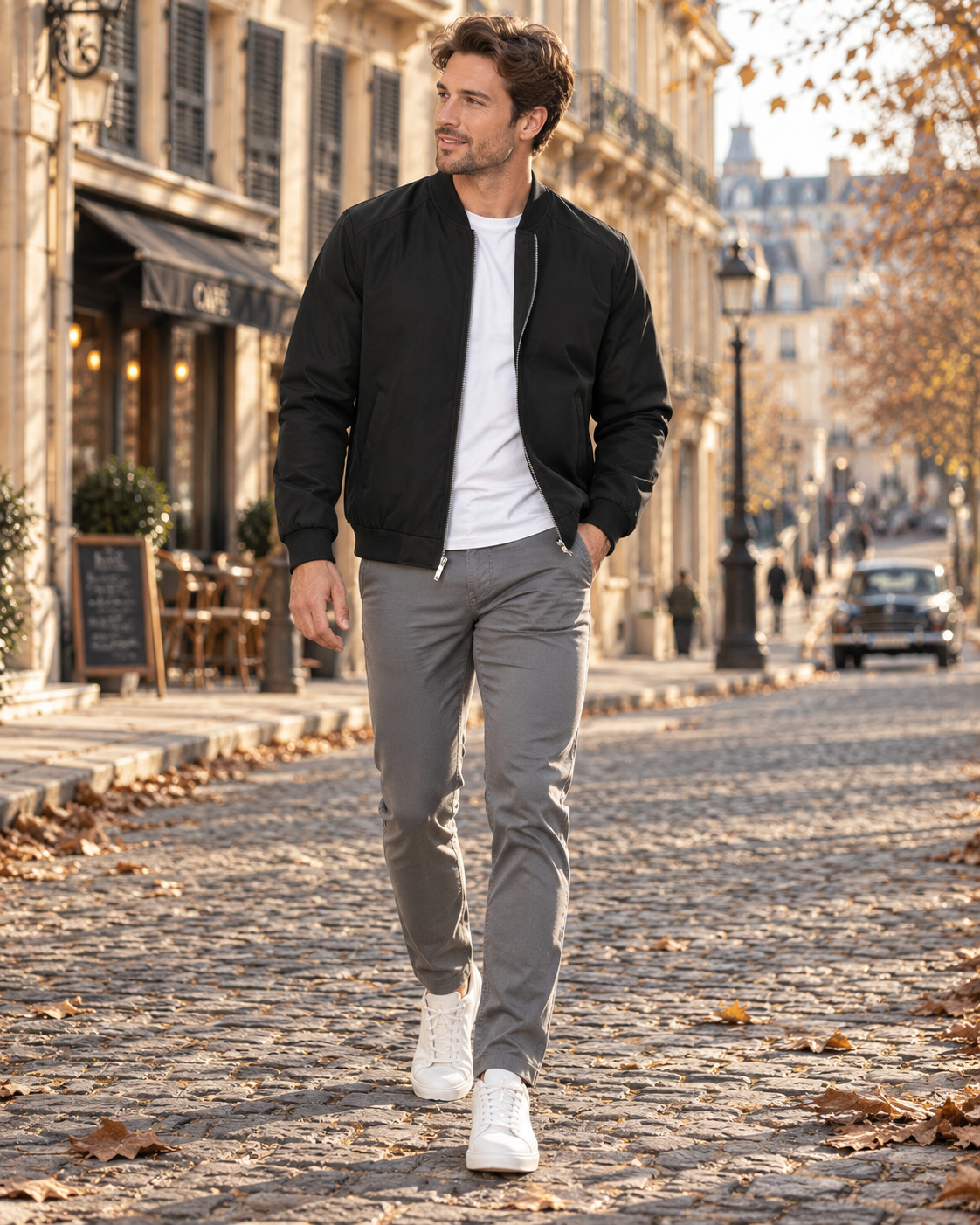 Cazadora bomber Cosme para Hombre – Cremallera completa, Detalles acanalados y Bolsillos prácticos
