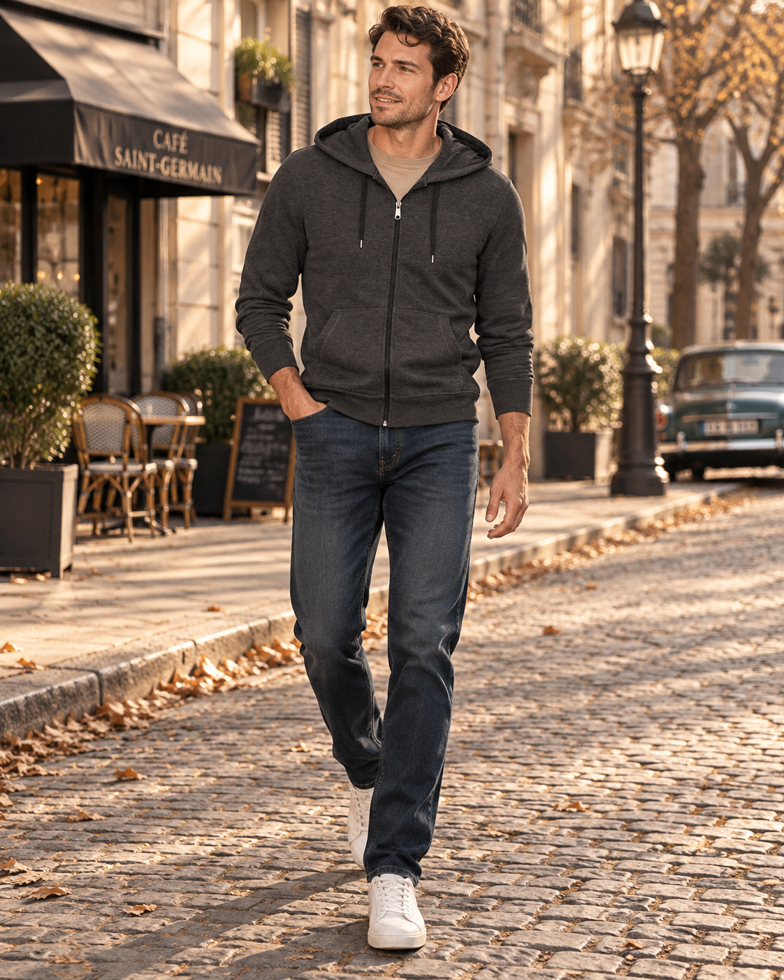 Sudadera con capucha Daniel para Hombre – Cremallera completa, Capucha con cordón y Corte regular