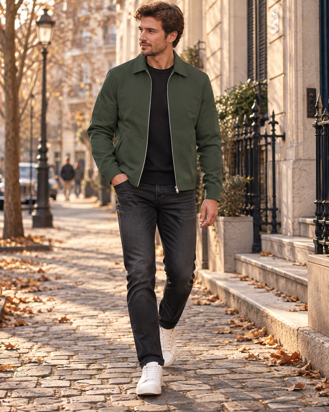 Chaqueta Leandro para Hombre – Cuello solapa, Cierre de cremallera y Cremallera completa