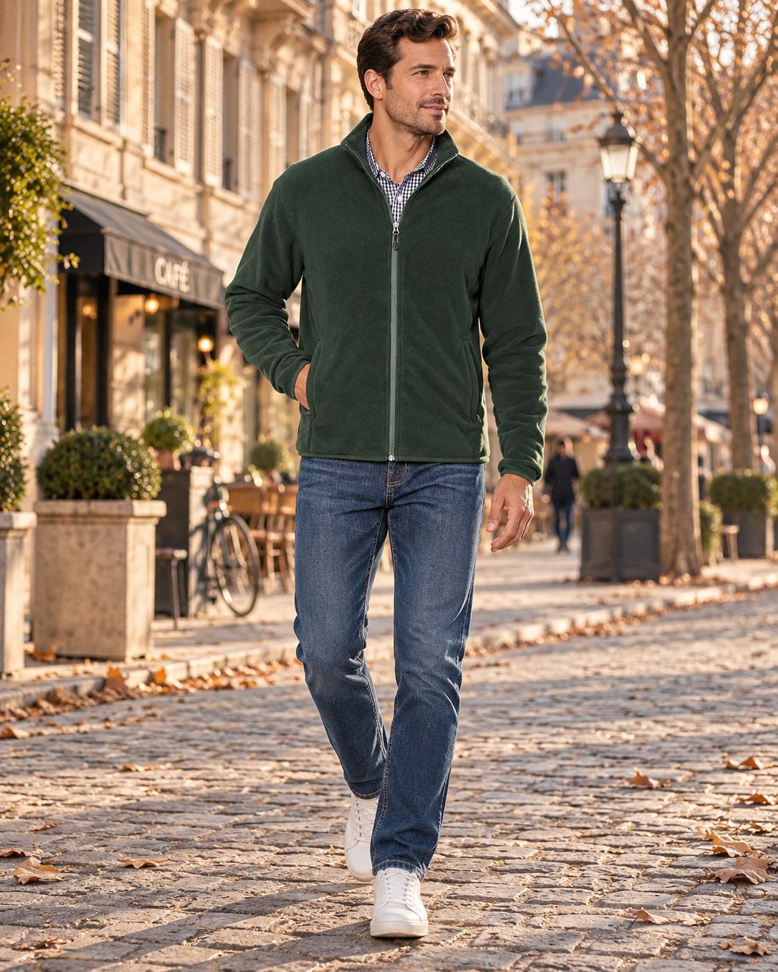 Chaqueta Mateo para Hombre – Cremallera completa, Cuello alto simulado y Bolsillos con cremallera