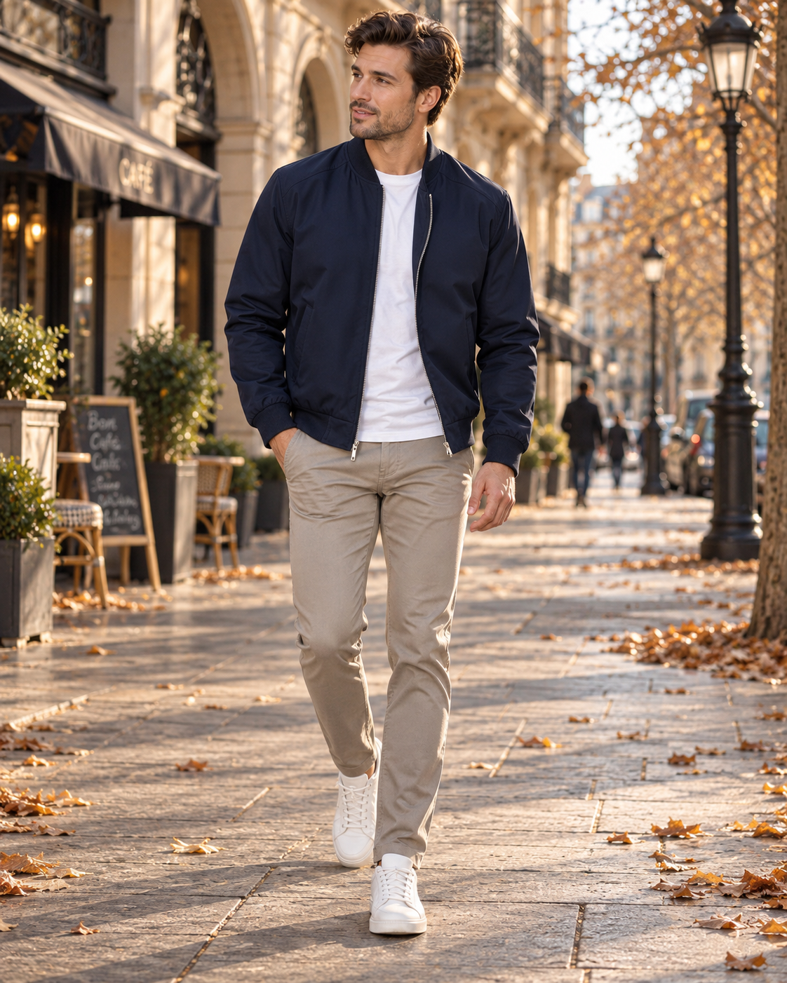 Cazadora bomber Cosme para Hombre – Cremallera completa, Detalles acanalados y Bolsillos prácticos