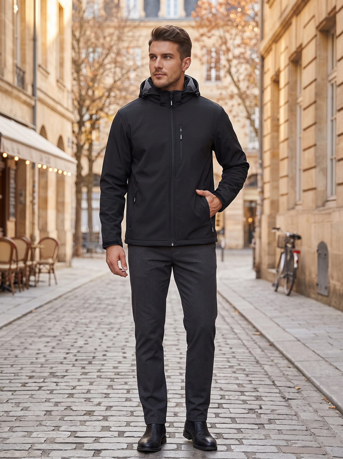 Chaqueta técnica Mauricio para Hombre – Suave, Forro polar interior y Con capucha