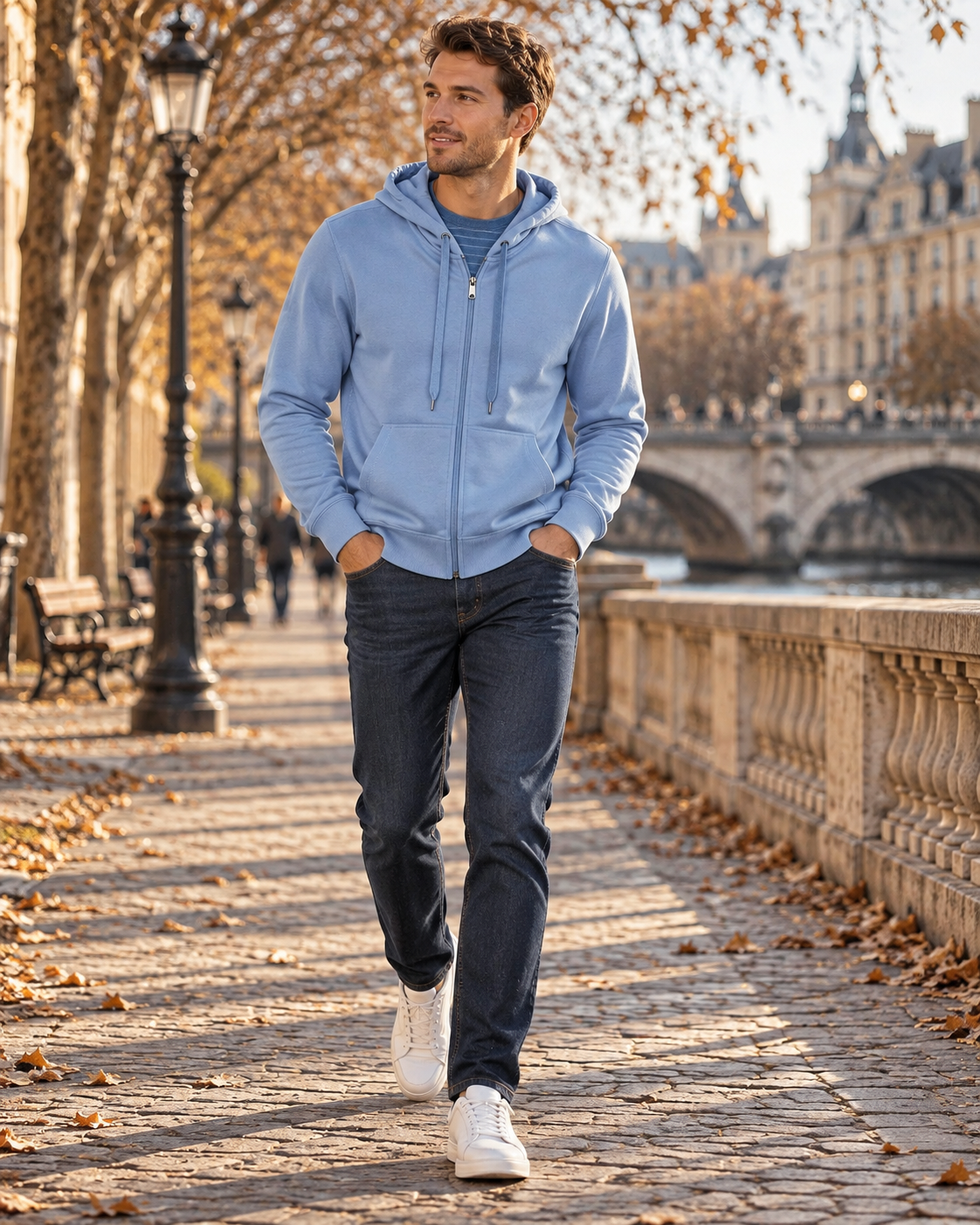 Sudadera con capucha Daniel para Hombre – Cremallera completa, Capucha con cordón y Corte regular