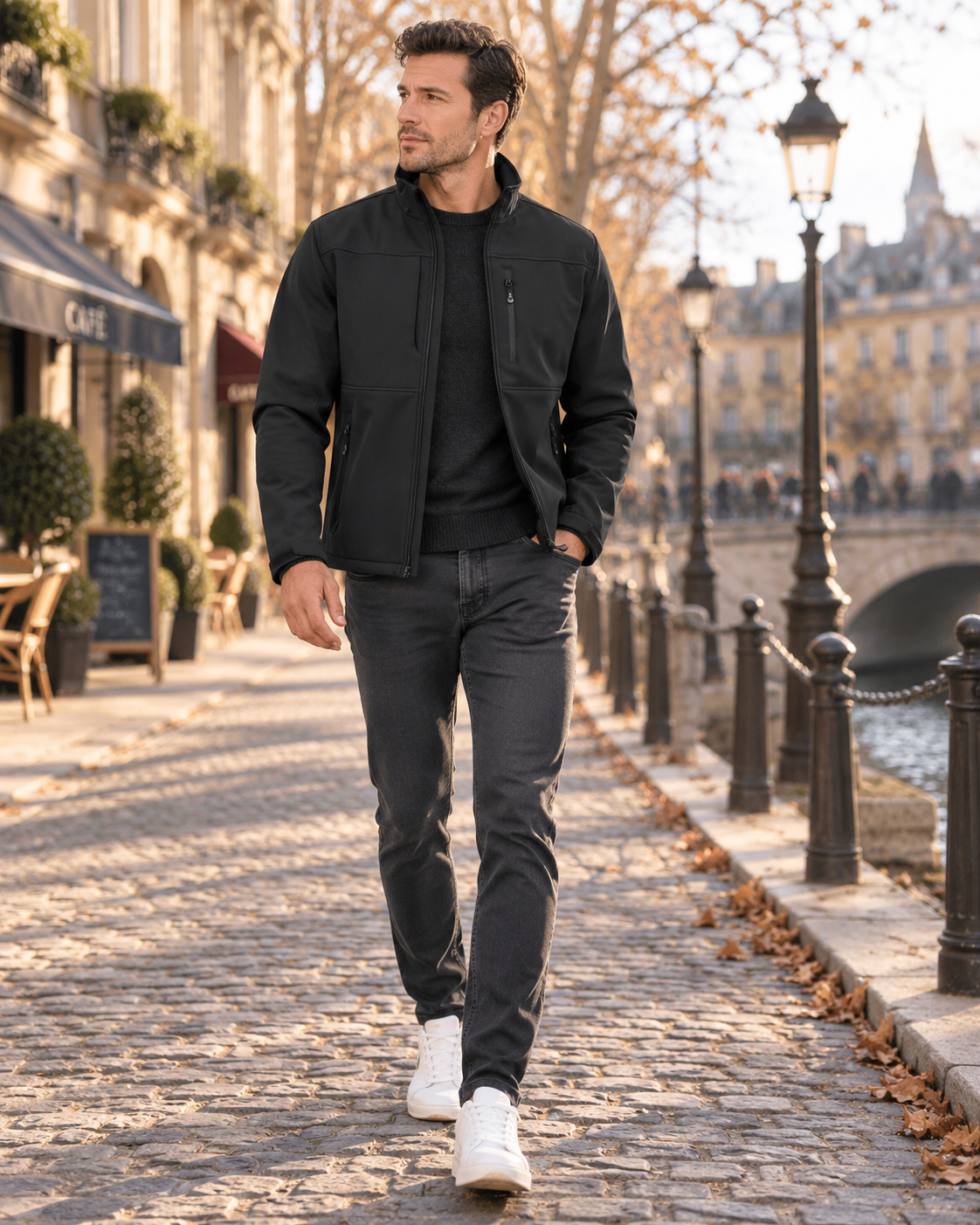 Chaqueta técnica Eduardo para Hombre – Forro polar interior, Bolsillos prácticos y Cuello mao