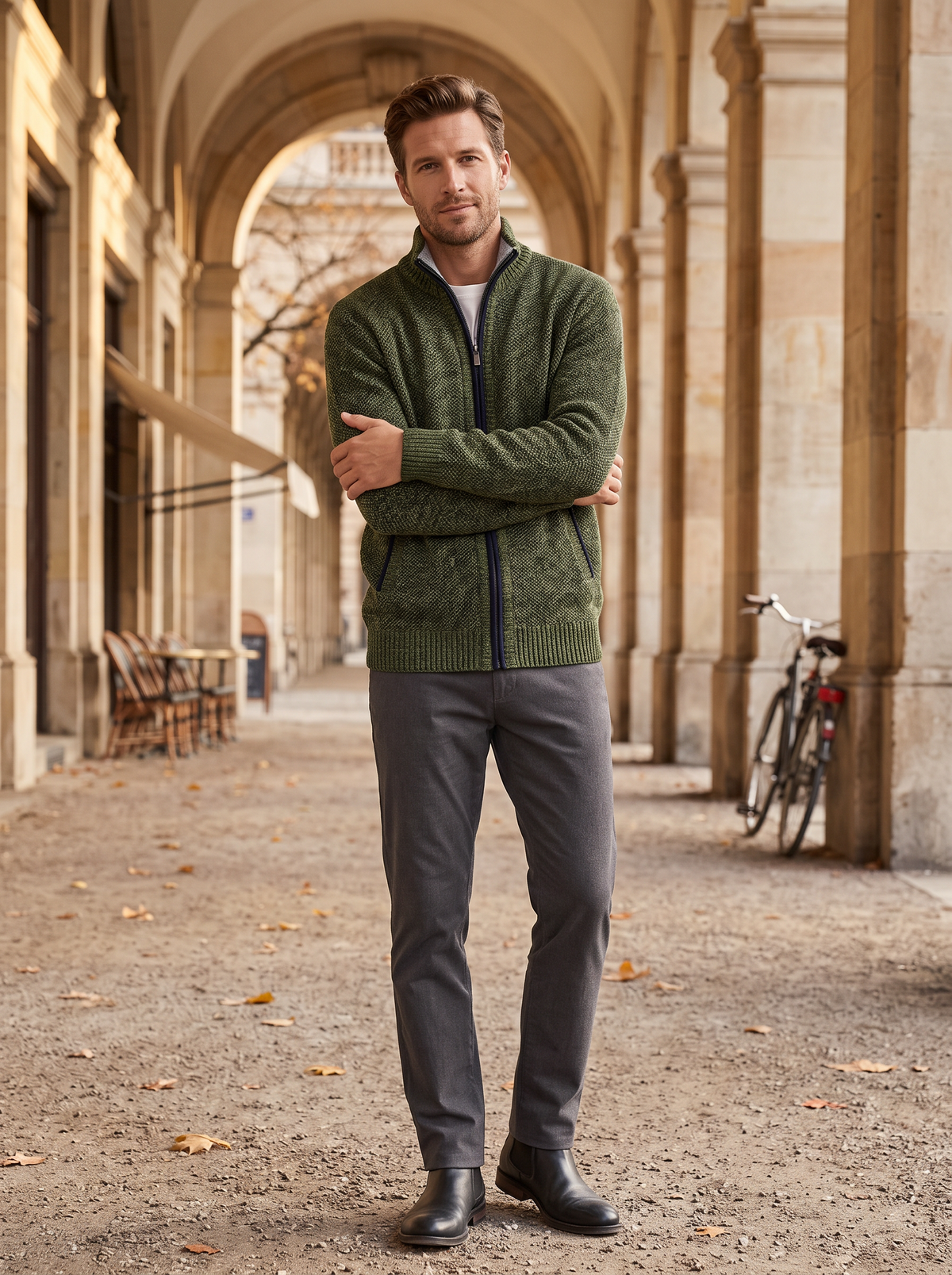 Chaqueta Jacinto para Hombre – Forro polar interior, Cuello mao y Detalles acanalados