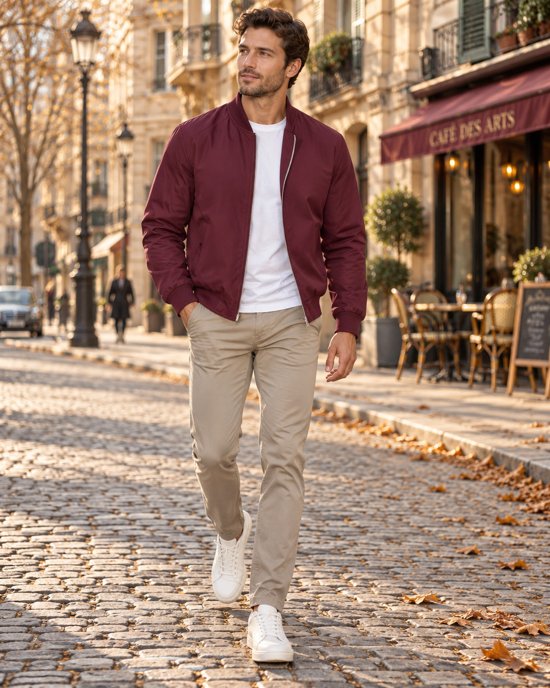 Cazadora bomber Cosme para Hombre – Cremallera completa, Detalles acanalados y Bolsillos prácticos