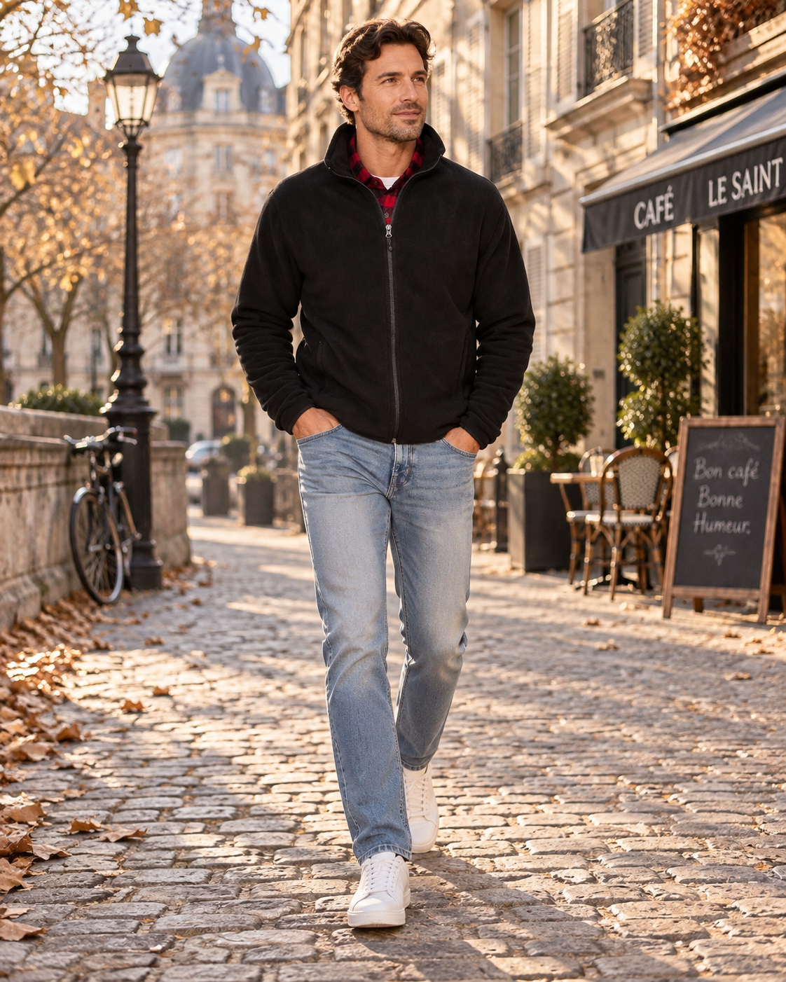 Chaqueta Mateo para Hombre – Cremallera completa, Cuello alto simulado y Bolsillos con cremallera