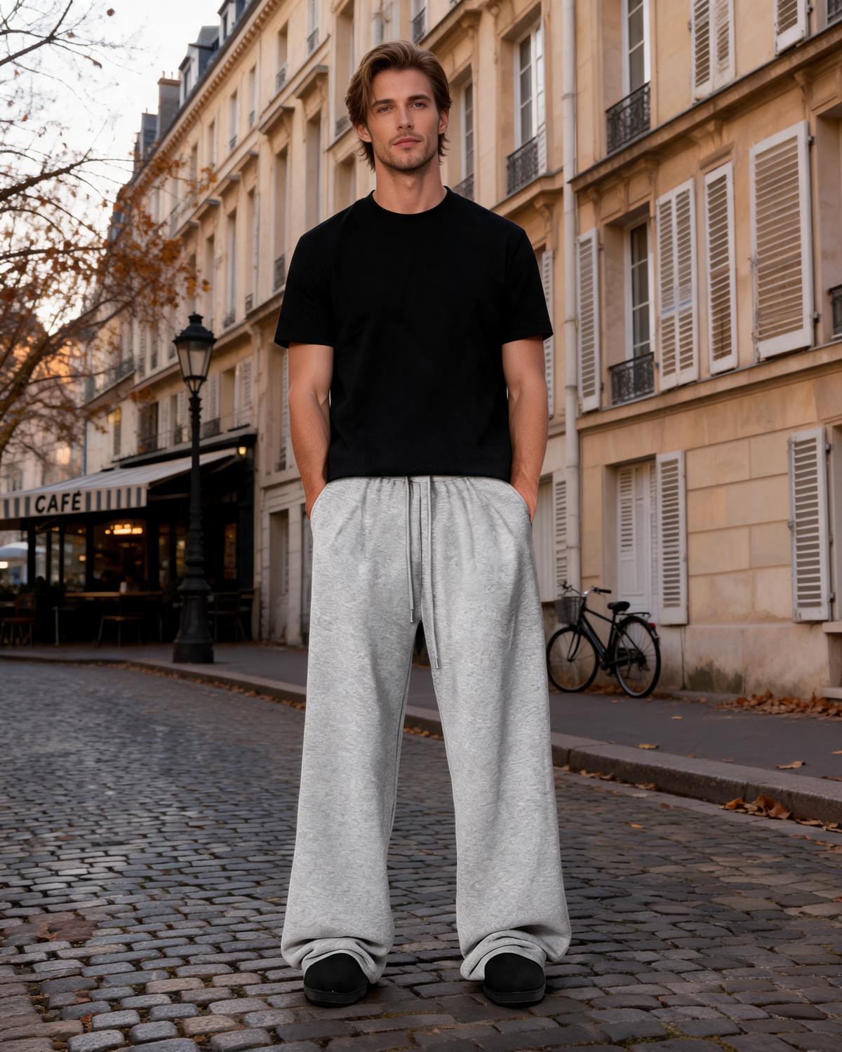 Pantalón de chándal Bruno para Hombre – Pierna ancha, Cintura con cordón y Bolsillos laterales