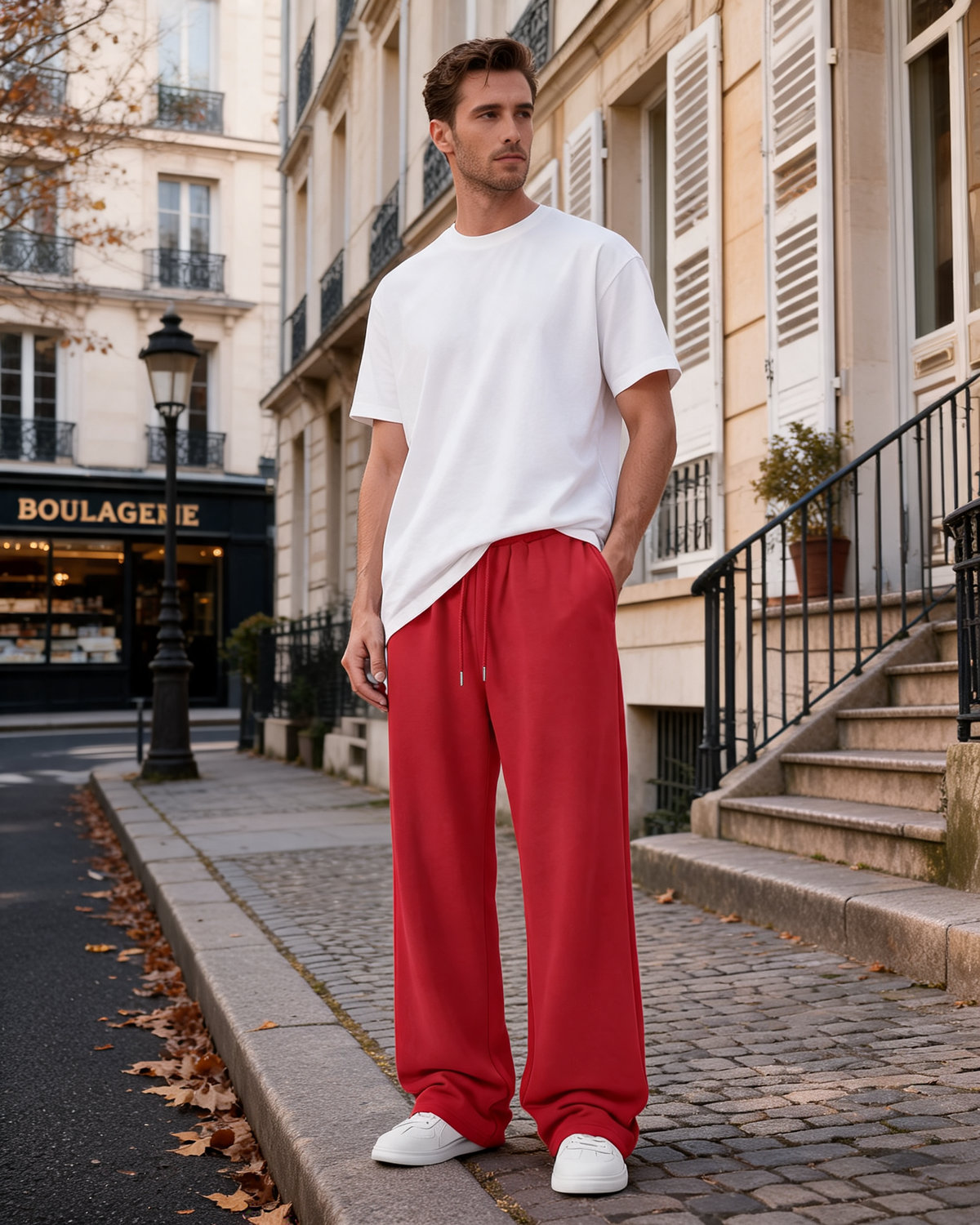 Pantalón de chándal Bruno para Hombre – Pierna ancha, Cintura con cordón y Bolsillos laterales