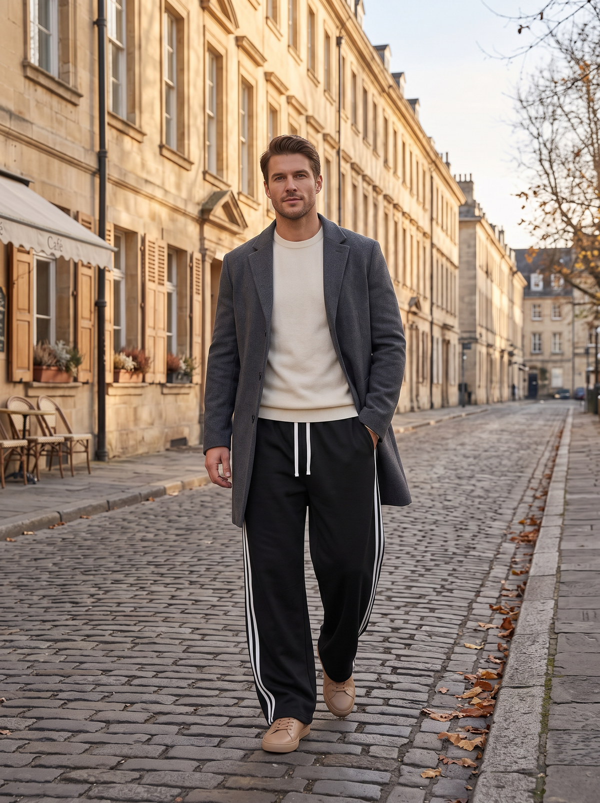 Pantalón de chándal Jacinto para Hombre – Pierna ancha, Cintura con cordón y Bolsillos laterales