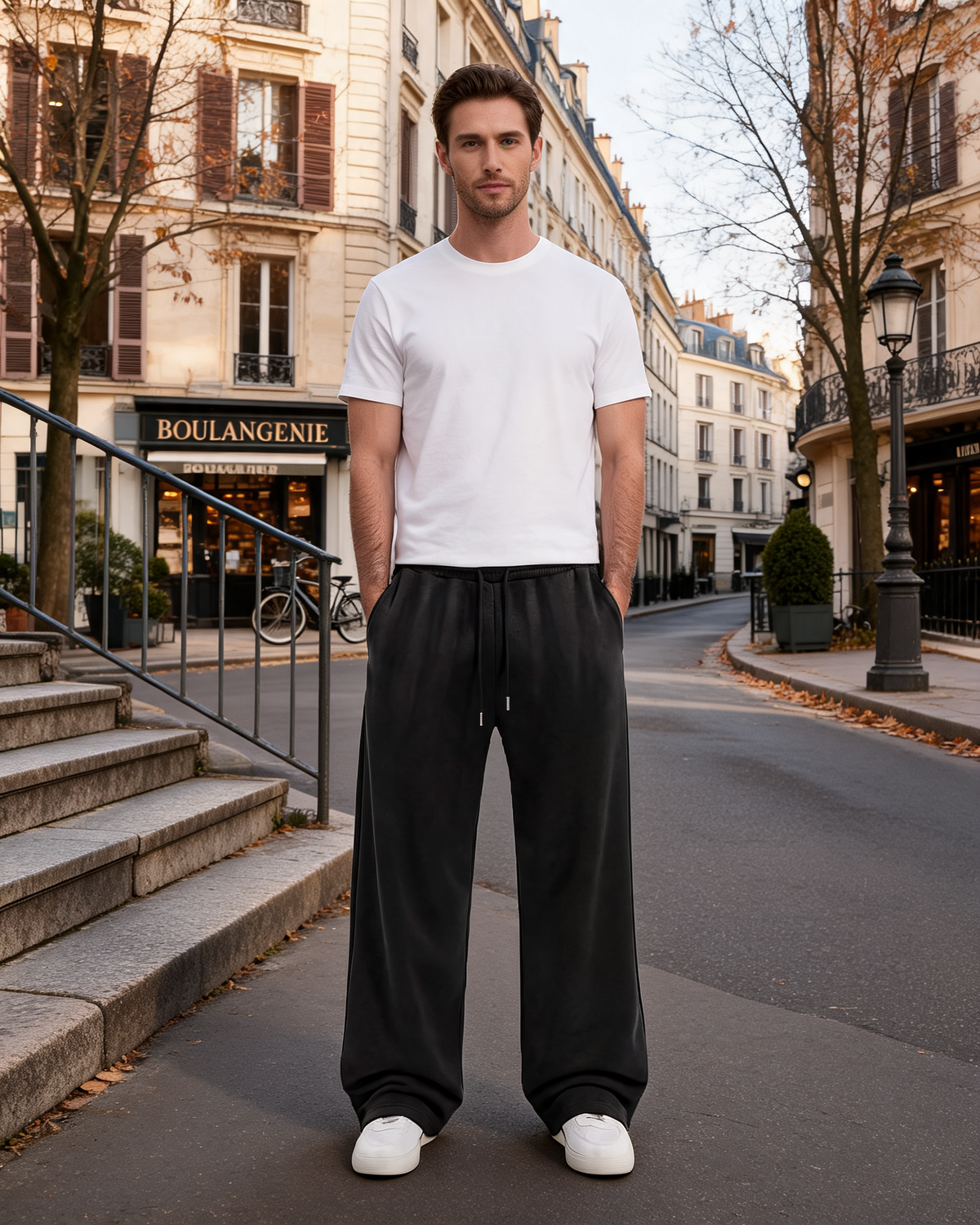 Pantalón de chándal Bruno para Hombre – Pierna ancha, Cintura con cordón y Bolsillos laterales