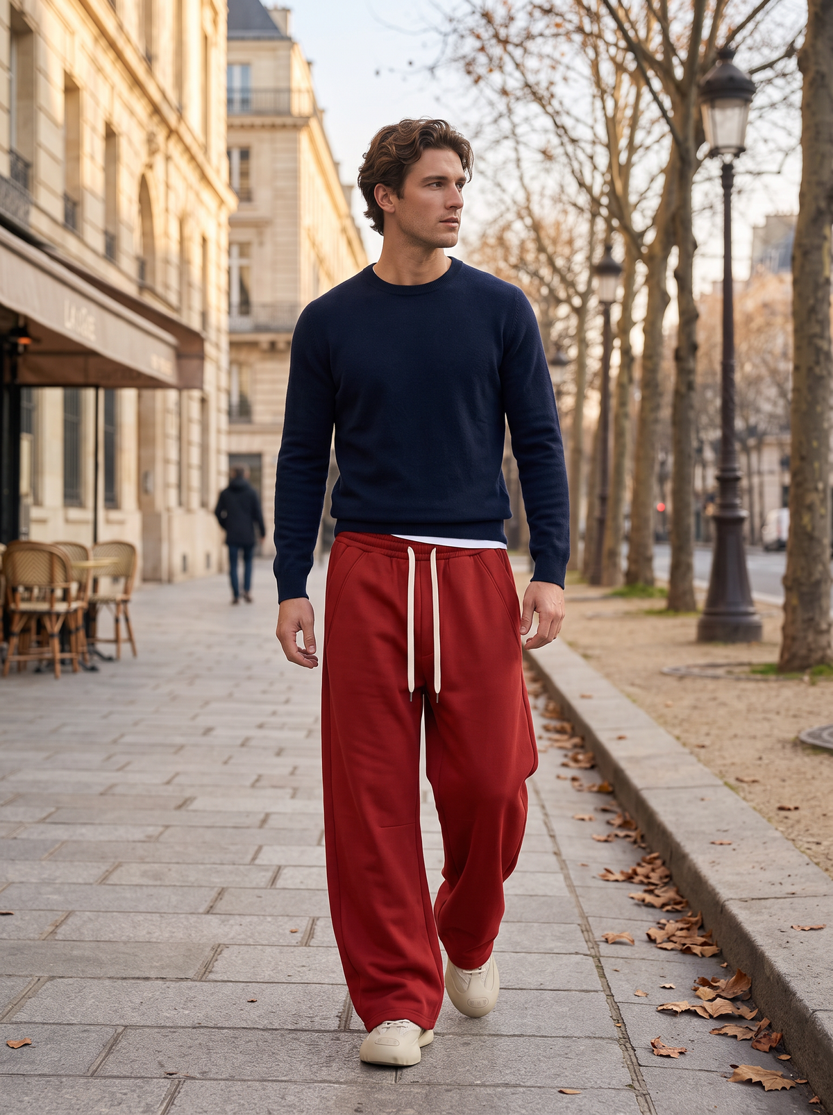 Pantalón de chándal Jacinto para Hombre – Pierna ancha, Cintura con cordón y Bolsillos laterales