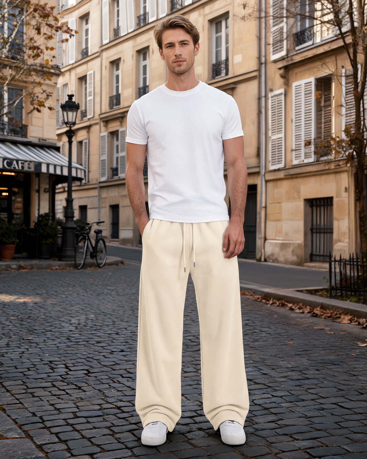 Pantalón de chándal Bruno para Hombre – Pierna ancha, Cintura con cordón y Bolsillos laterales