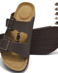 Ethan Mules Hombre Corcho – Doble Hebilla, Plantilla Acolchada y Suela EVA