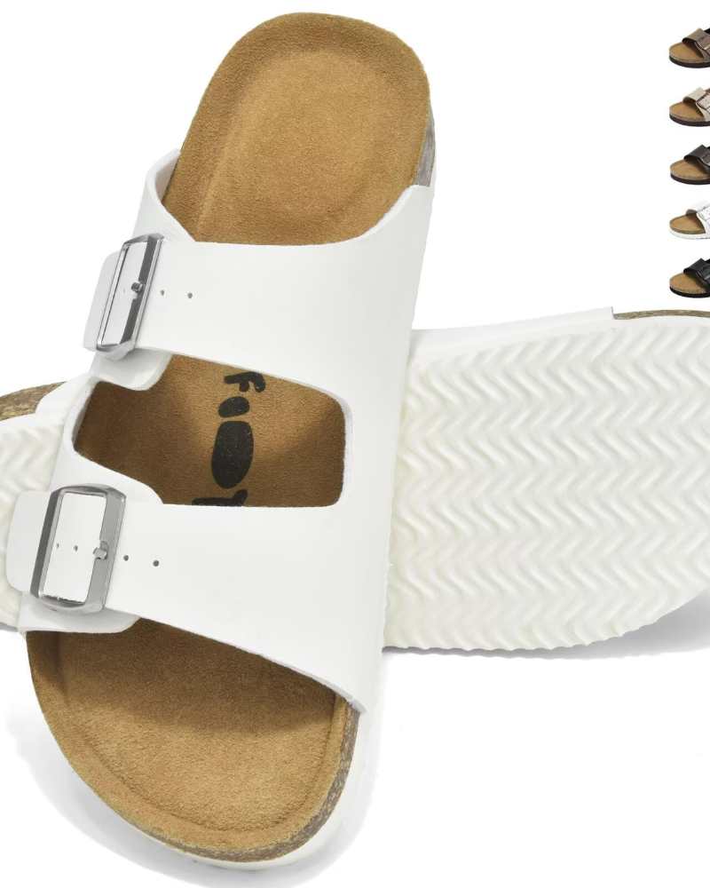 Ethan Mules Hombre Corcho – Doble Hebilla, Plantilla Acolchada y Suela EVA