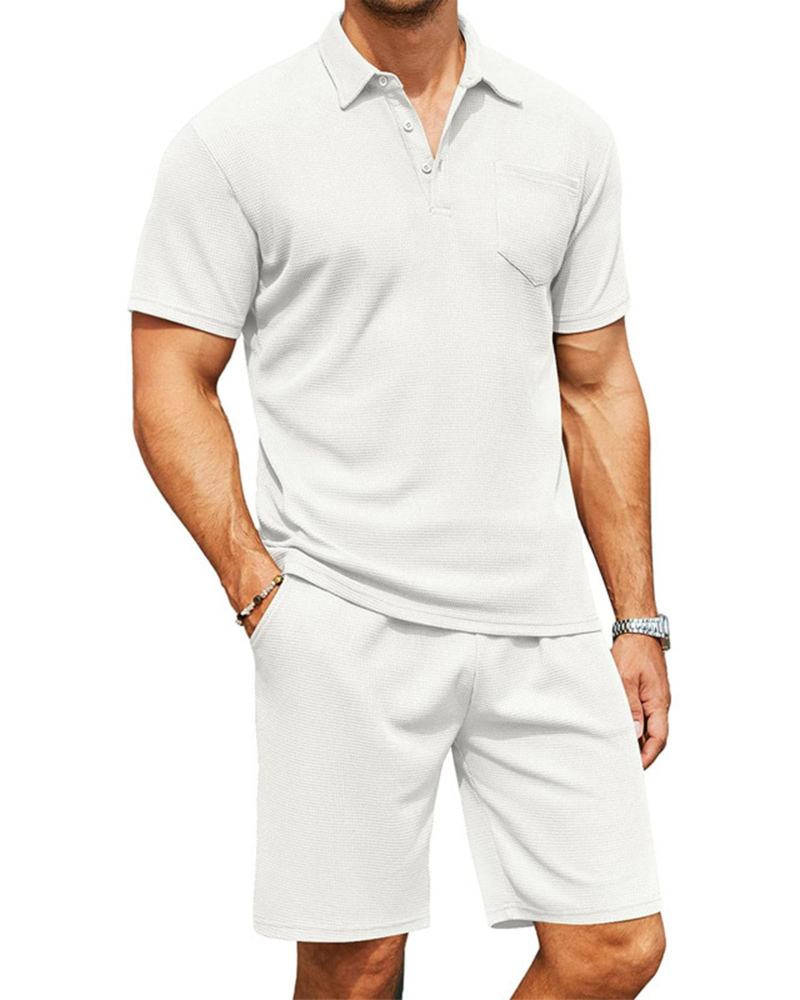 Nathan Conjunto Polo Hombre – Camisa Slim Fit, Shorts con Cordón y Bolsillos