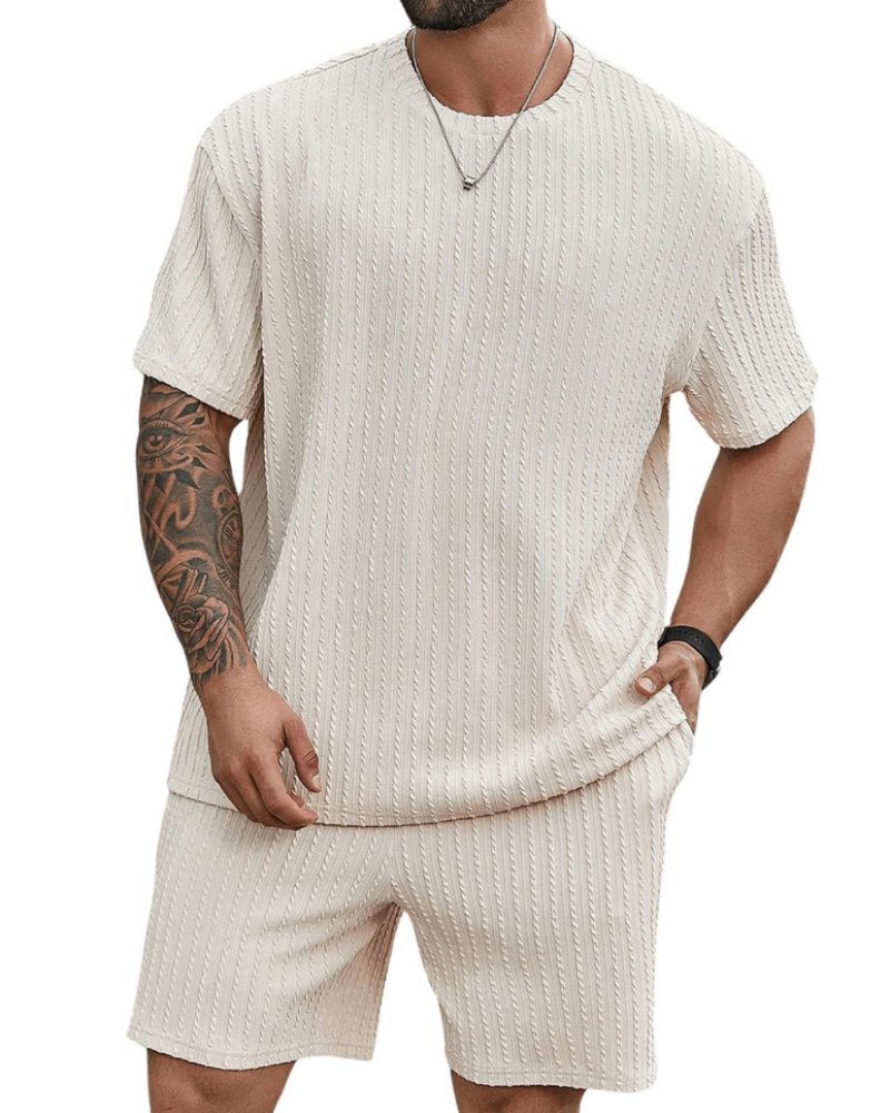 Calvin Conjunto Verano Hombre – Camiseta Manga Corta, Shorts con Cordón y Bolsillos