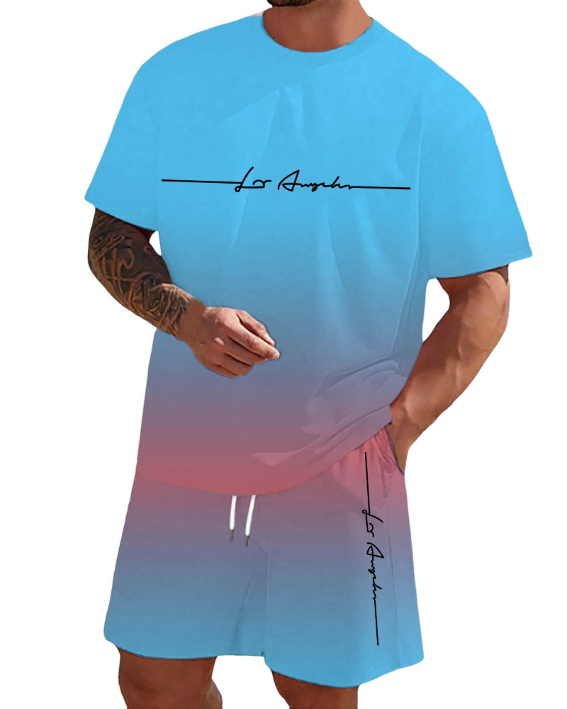 Derek Conjunto Lounge Hombre – Camiseta Manga Corta, Shorts con Cordón y Bolsillos
