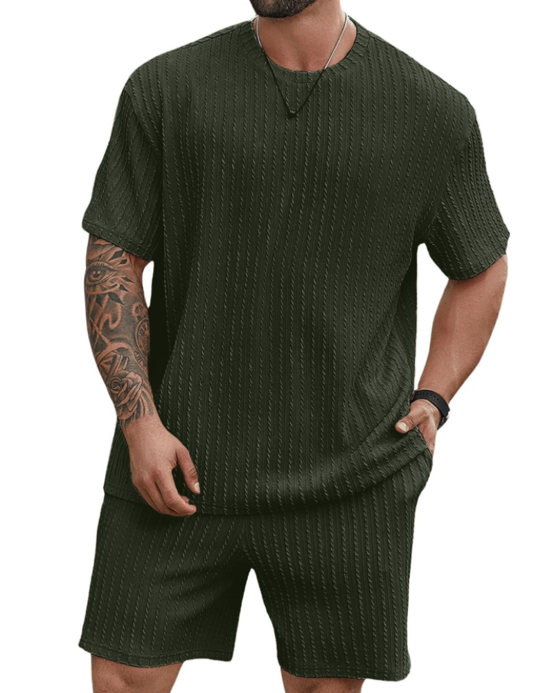 Calvin Conjunto Verano Hombre – Camiseta Manga Corta, Shorts con Cordón y Bolsillos