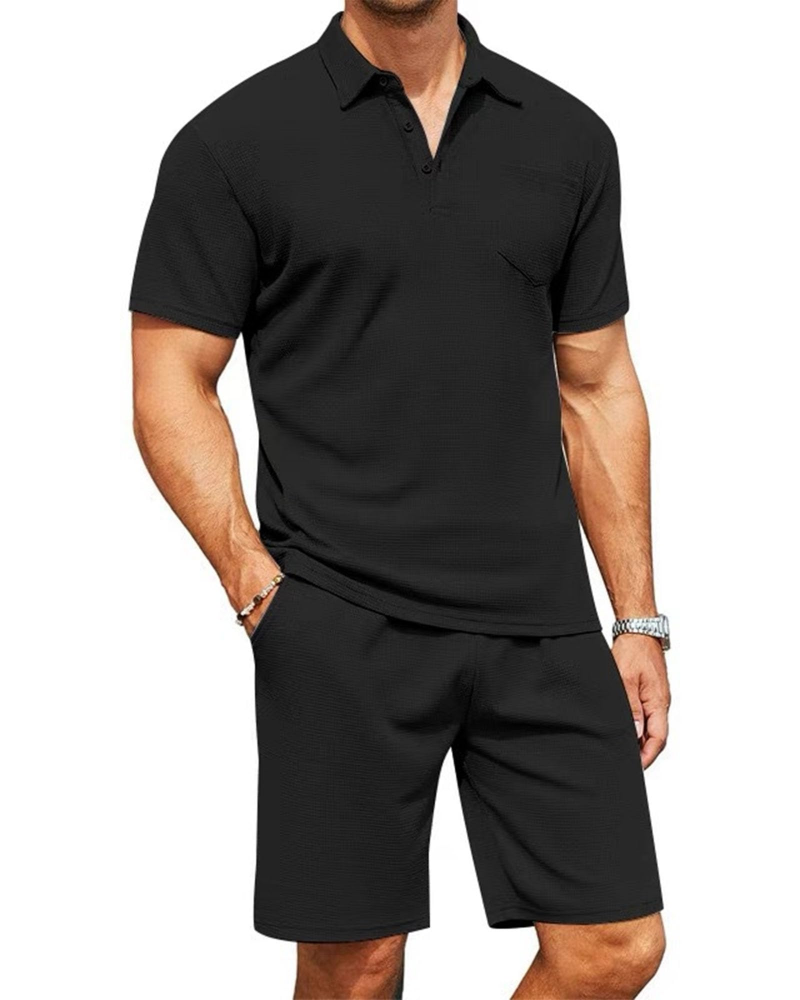 Nathan Conjunto Polo Hombre – Camisa Slim Fit, Shorts con Cordón y Bolsillos