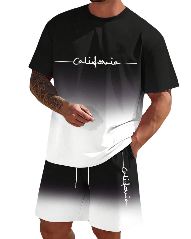 Derek Conjunto Lounge Hombre – Camiseta Manga Corta, Shorts con Cordón y Bolsillos