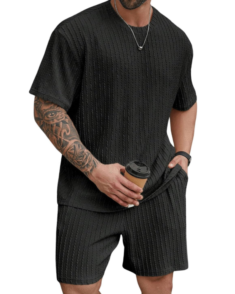 Calvin Conjunto Verano Hombre – Camiseta Manga Corta, Shorts con Cordón y Bolsillos