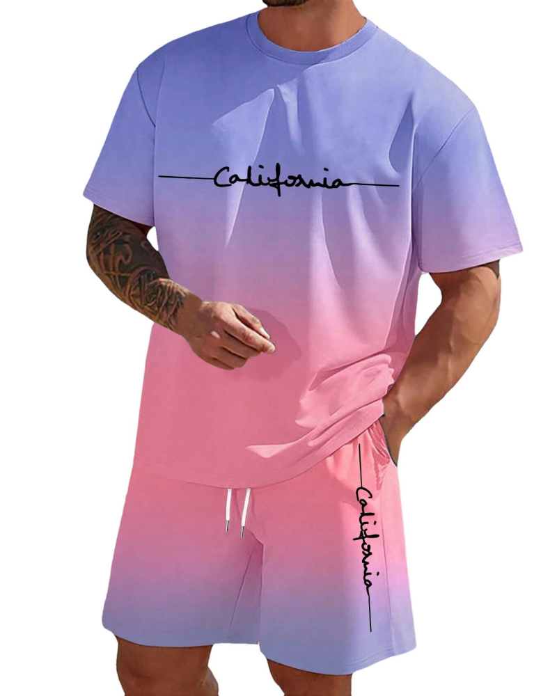Derek Conjunto Lounge Hombre – Camiseta Manga Corta, Shorts con Cordón y Bolsillos