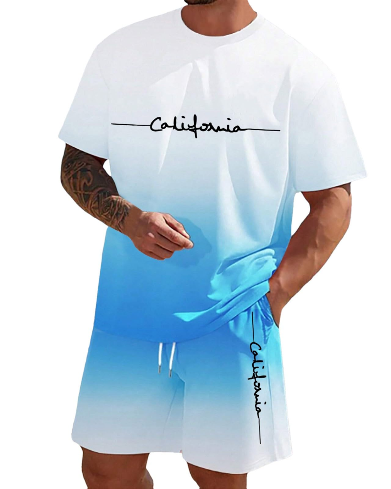 Derek Conjunto Lounge Hombre – Camiseta Manga Corta, Shorts con Cordón y Bolsillos
