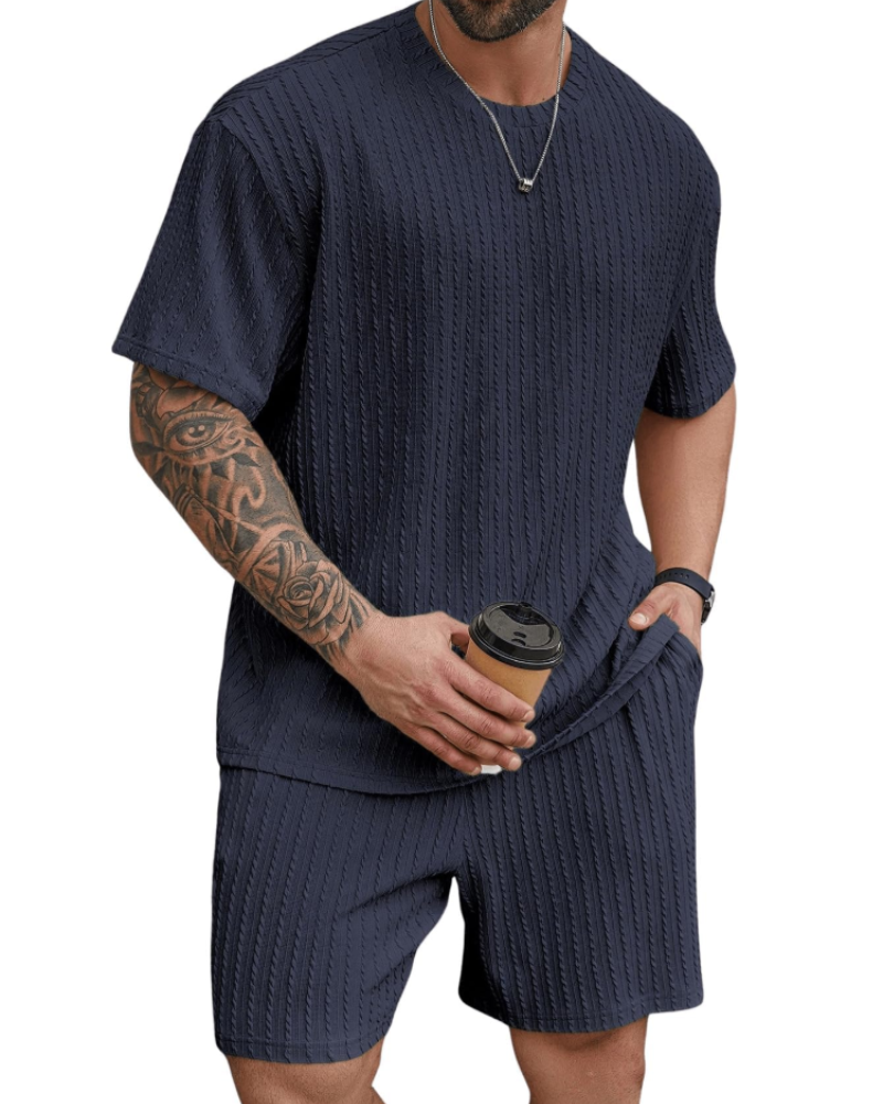 Calvin Conjunto Verano Hombre – Camiseta Manga Corta, Shorts con Cordón y Bolsillos