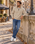 Jersey Álvaro para Hombre – Cuello tipo rugby, Mangas largas y Puños acanalados
