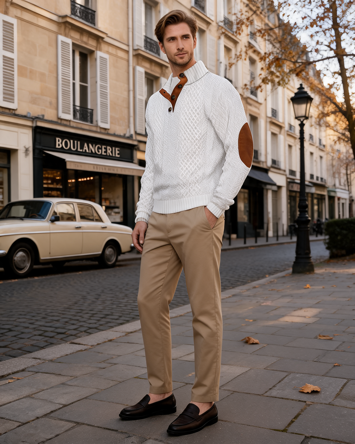 Sudadera con capucha Marcos para Hombre – Media cremallera, Mangas largas y Puños acanalados