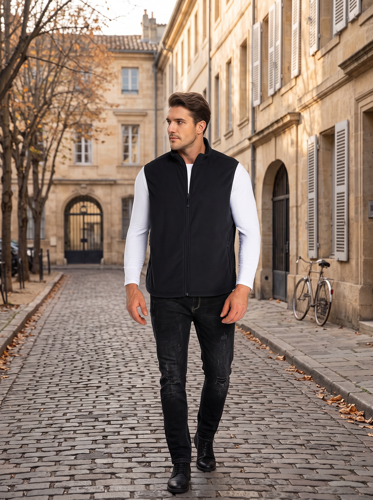 Chaleco Mateo para Hombre – Cremallera completa, Cuello mao y Bolsillos prácticos
