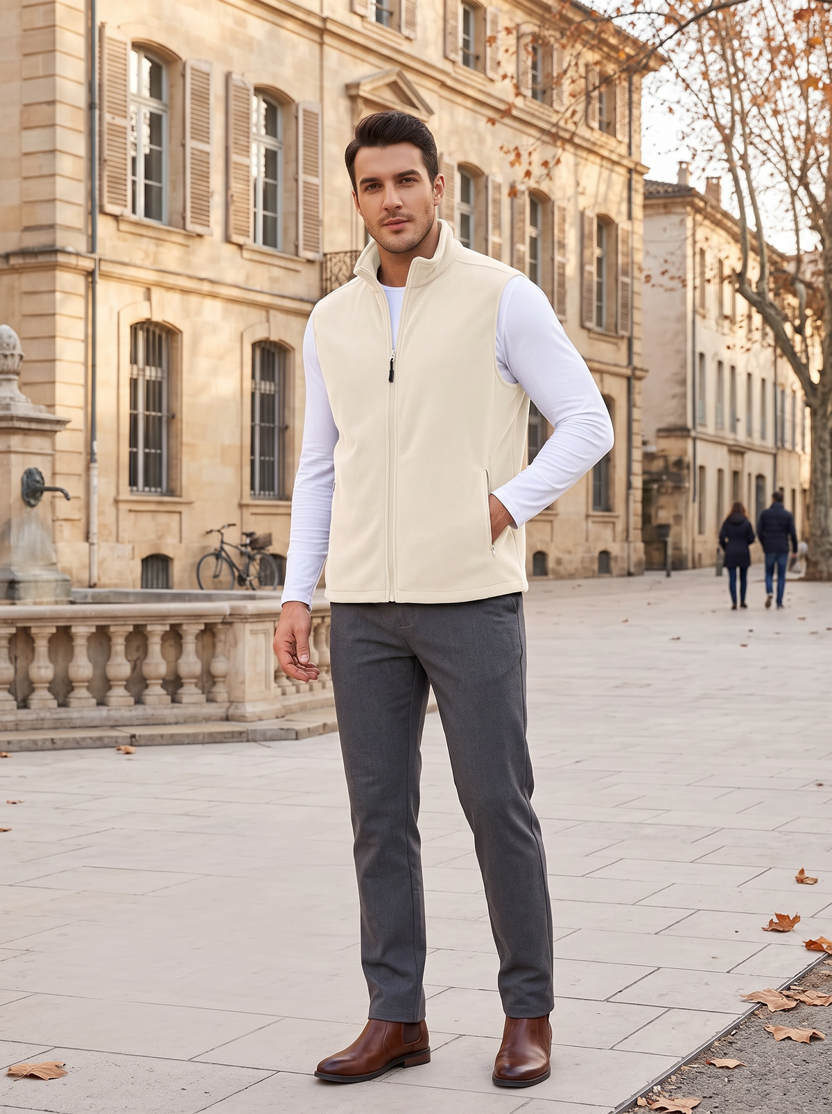 Chaleco Mateo para Hombre – Cremallera completa, Cuello mao y Bolsillos prácticos