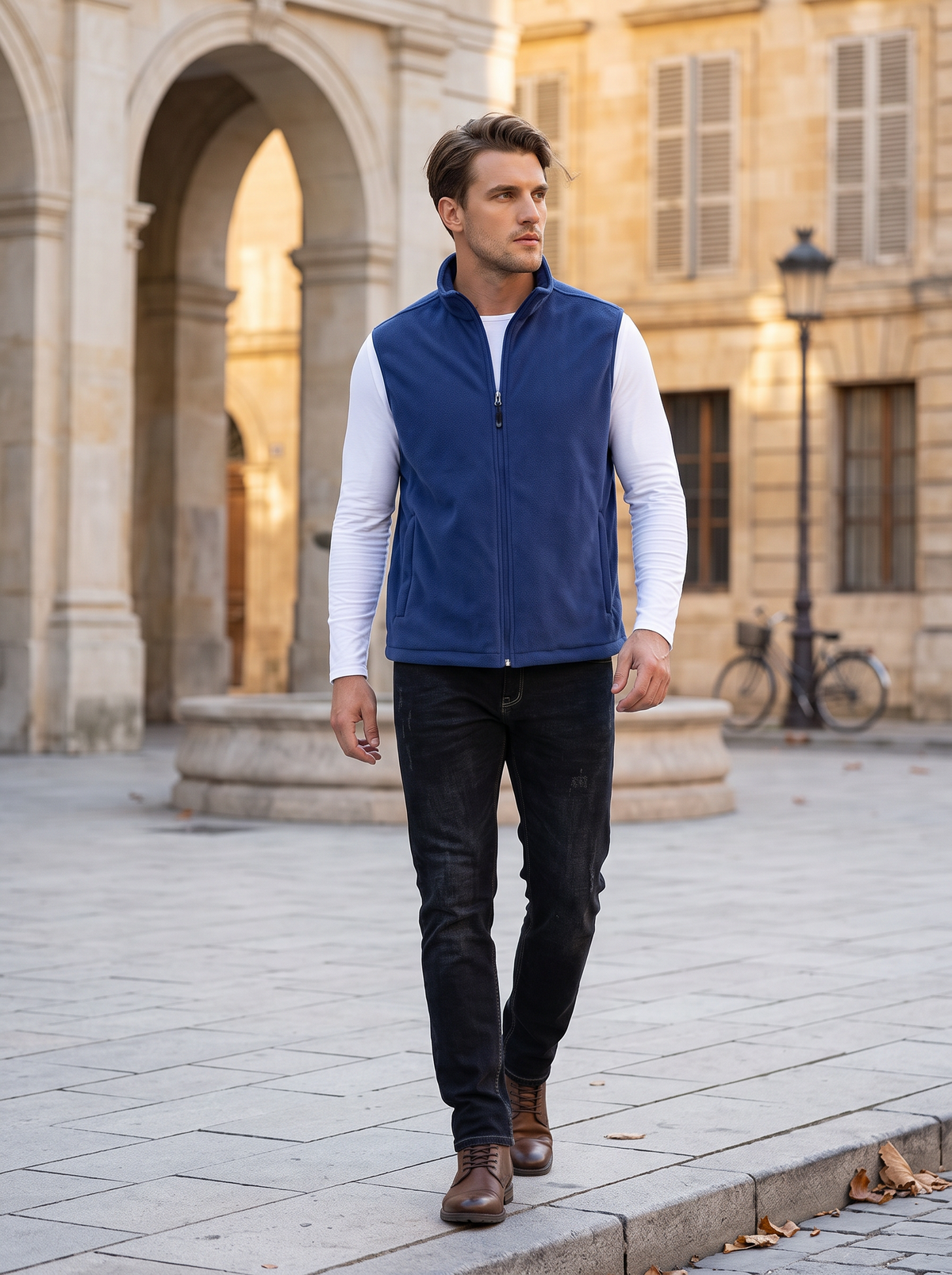 Chaleco Mateo para Hombre – Cremallera completa, Cuello mao y Bolsillos prácticos