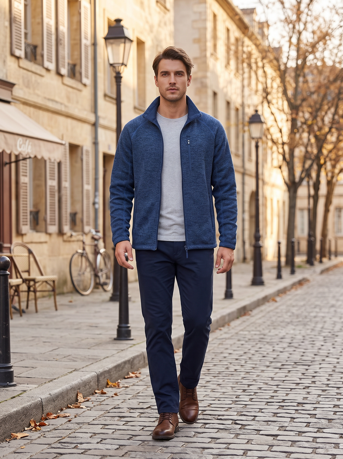 Chaqueta Horacio para Hombre – Cuello mao, Bolsillos con cremallera y Tejido elástico