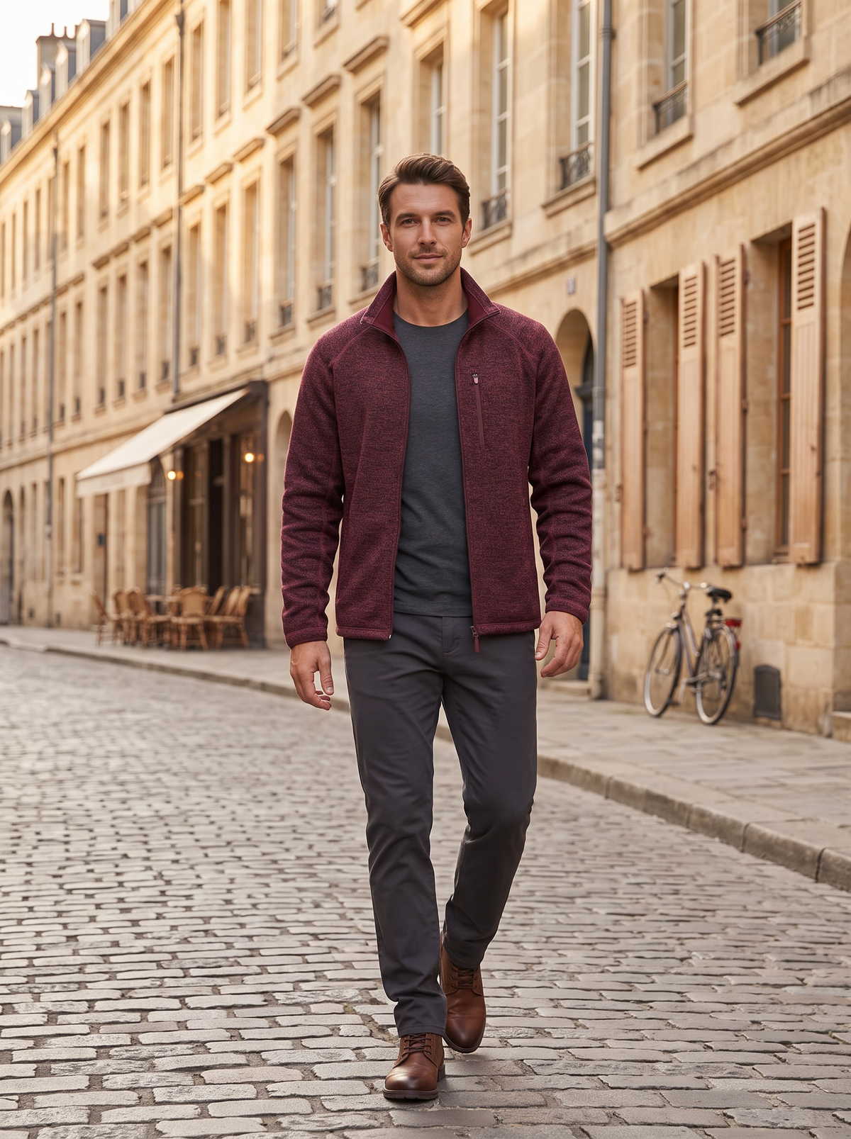 Chaqueta Horacio para Hombre – Cuello mao, Bolsillos con cremallera y Tejido elástico