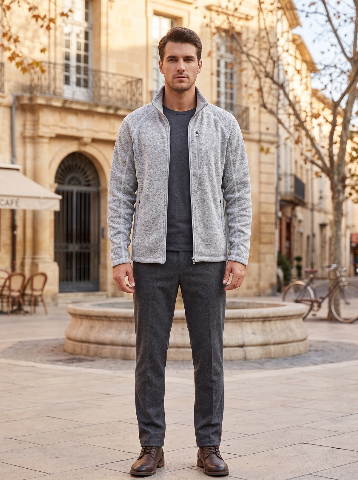Chaqueta Horacio para Hombre – Cuello mao, Bolsillos con cremallera y Tejido elástico
