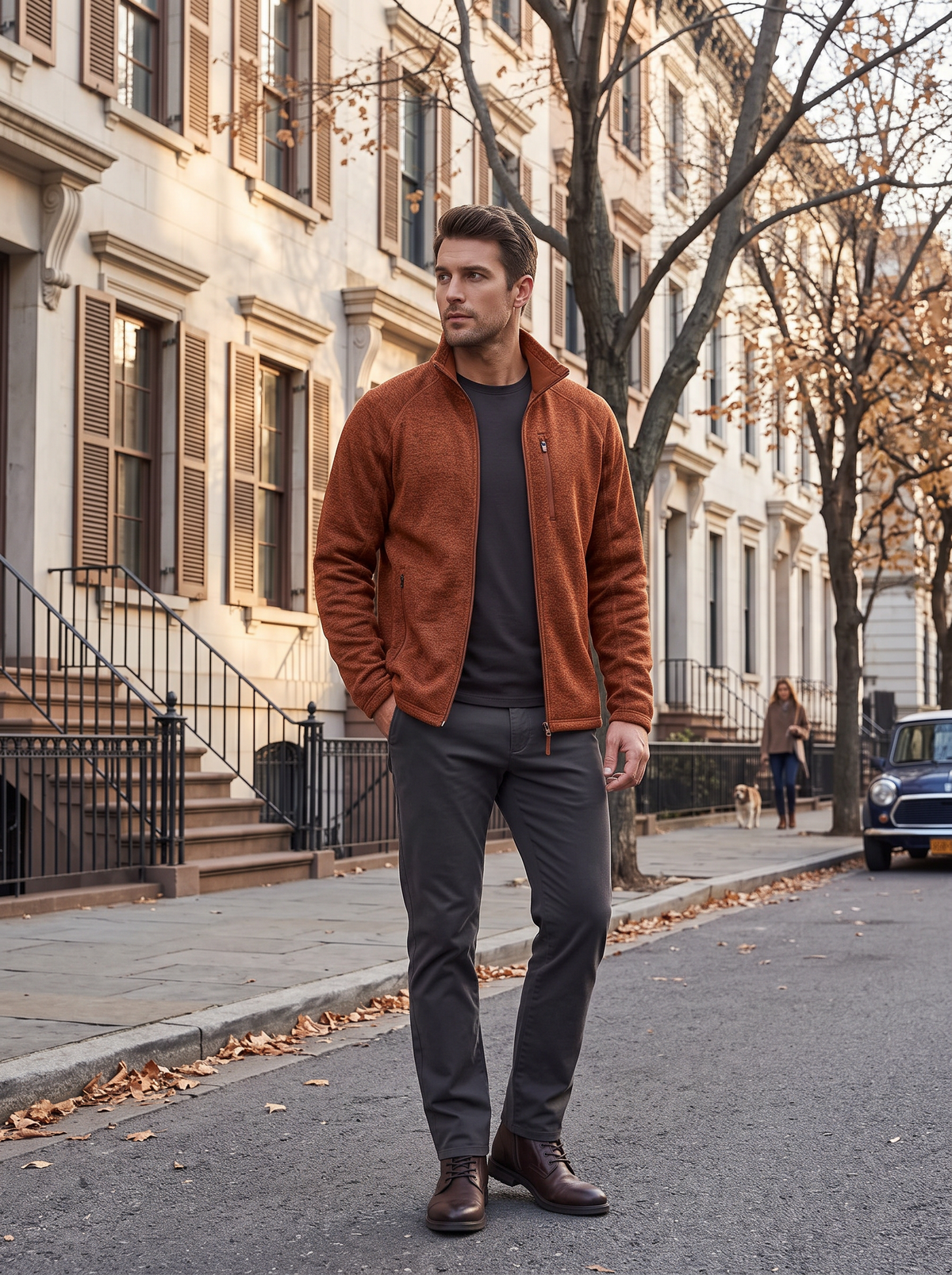 Chaqueta Horacio para Hombre – Cuello mao, Bolsillos con cremallera y Tejido elástico