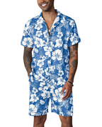 Adrian Conjunto Hawaiano Hombre – Camisa Floral, Shorts con Cordón y Bolsillos