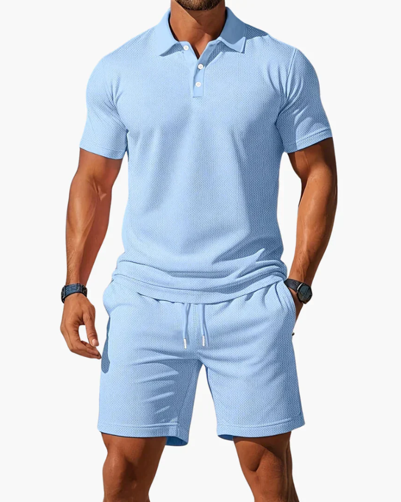 Bennett Conjunto Polo 2 Piezas Hombre – Camiseta, Pantalón Corto y Cintura Ajustable
