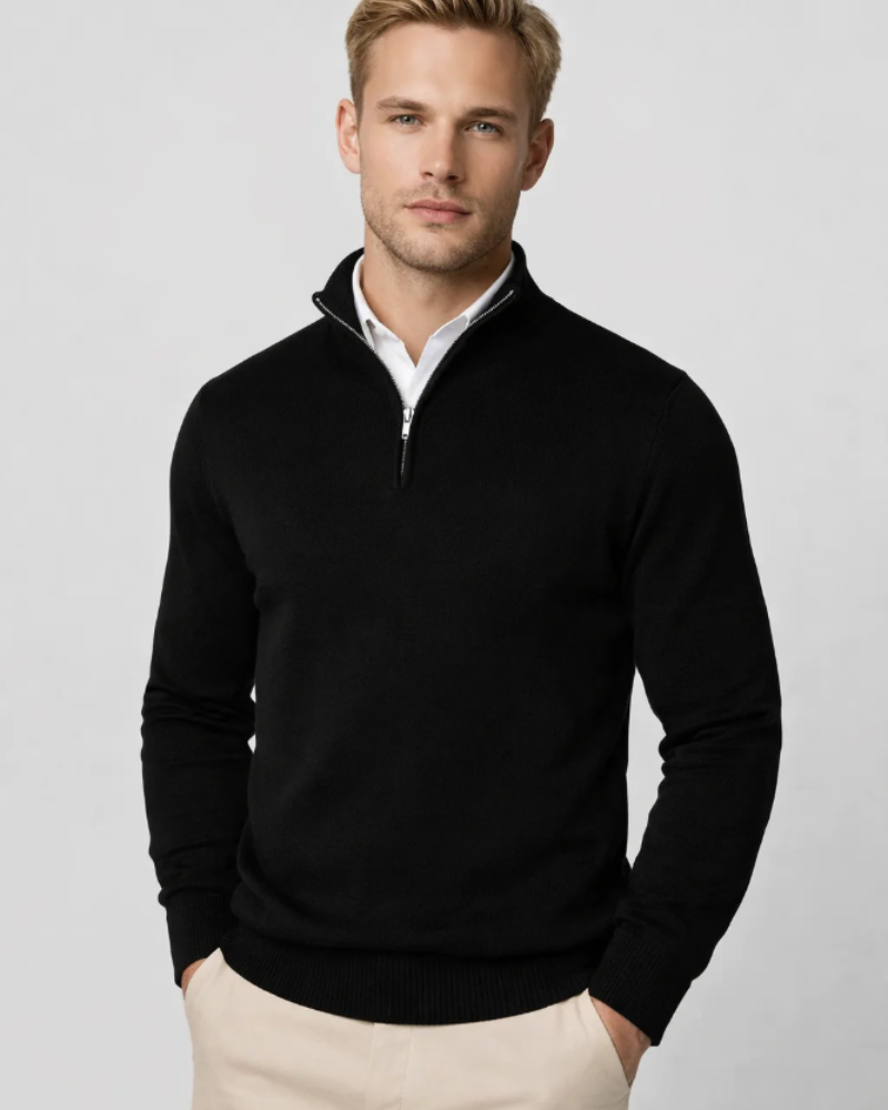 Wesley Jersey Cuello Alto Hombre – Media Cremallera, Punto Cómodo y Corte Relajado