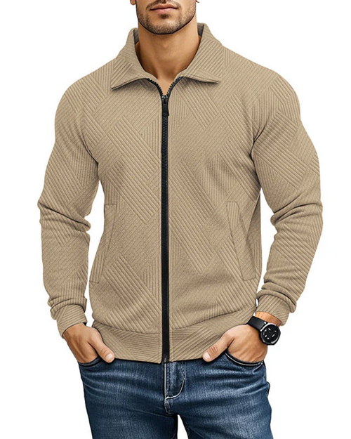 Callum Men’s Cardigan – Ribbed Knit, Full-Zip, and Stretch Fabric