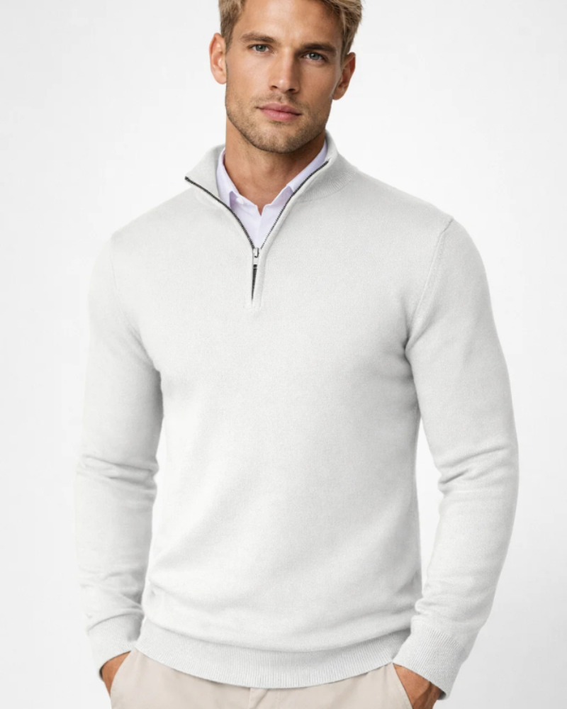 Wesley Jersey Cuello Alto Hombre – Media Cremallera, Punto Cómodo y Corte Relajado