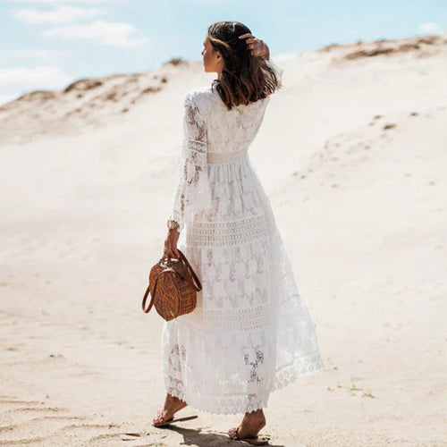 Aurora Women’s Bohemian Dress – Long-Sleeve Maxi Dress with a Flowing Cut and Artistic Style