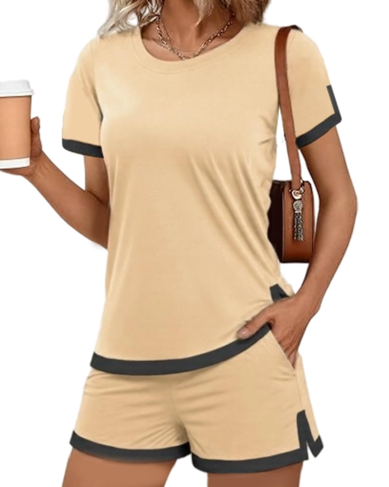Valerie Pijama Mujer – Set Dos Piezas Suave con Camiseta, Shorts y Bolsillos