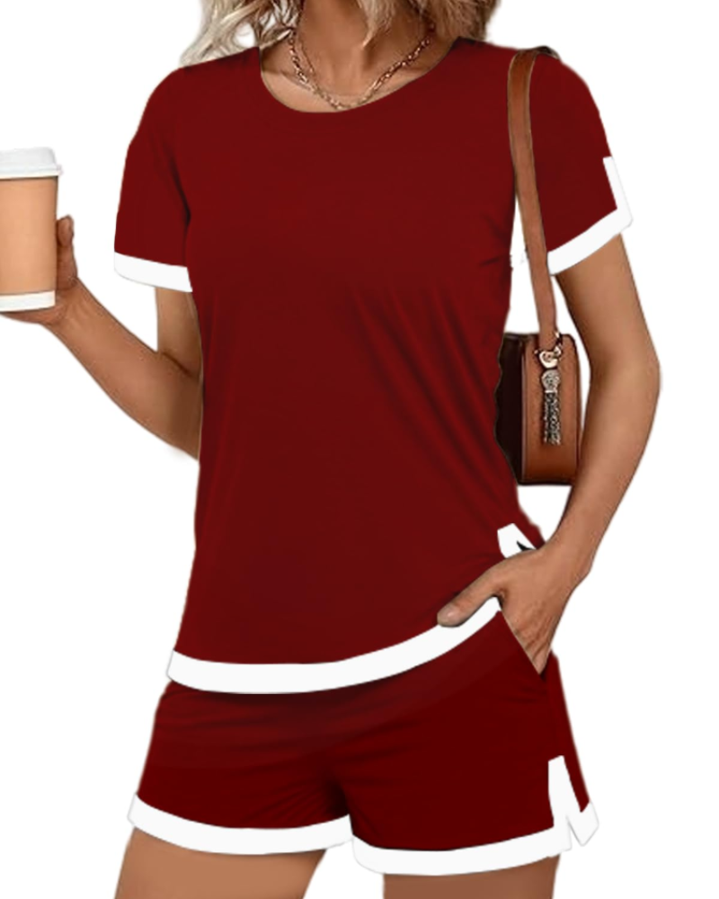 Valerie Pijama Mujer – Set Dos Piezas Suave con Camiseta, Shorts y Bolsillos