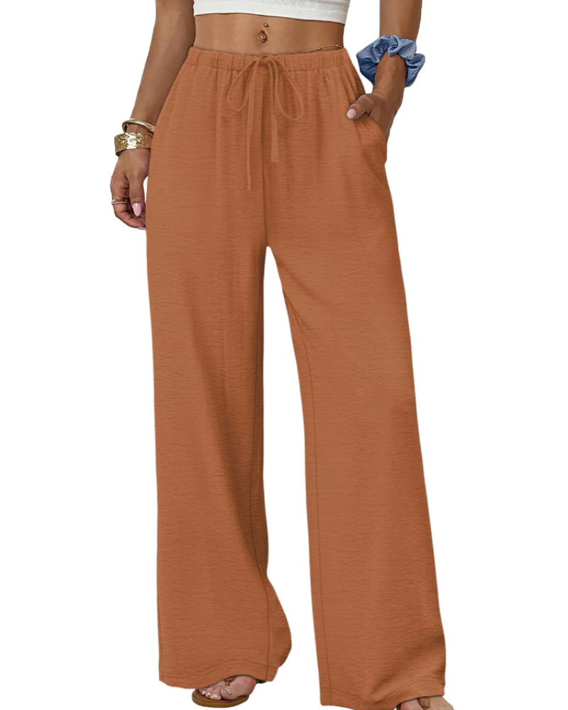 Willow Pantalón Palazzo Mujer – Pierna Ancha con Cintura Elástica y Cordón