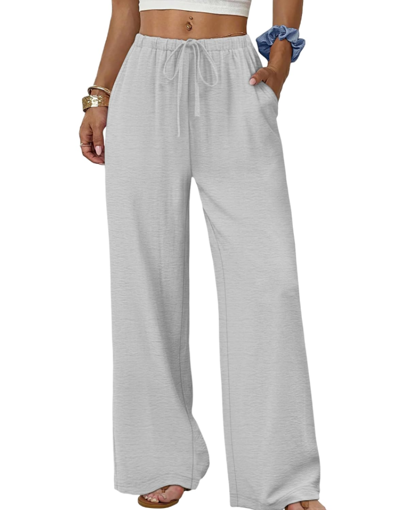 Willow Pantalón Palazzo Mujer – Pierna Ancha con Cintura Elástica y Cordón